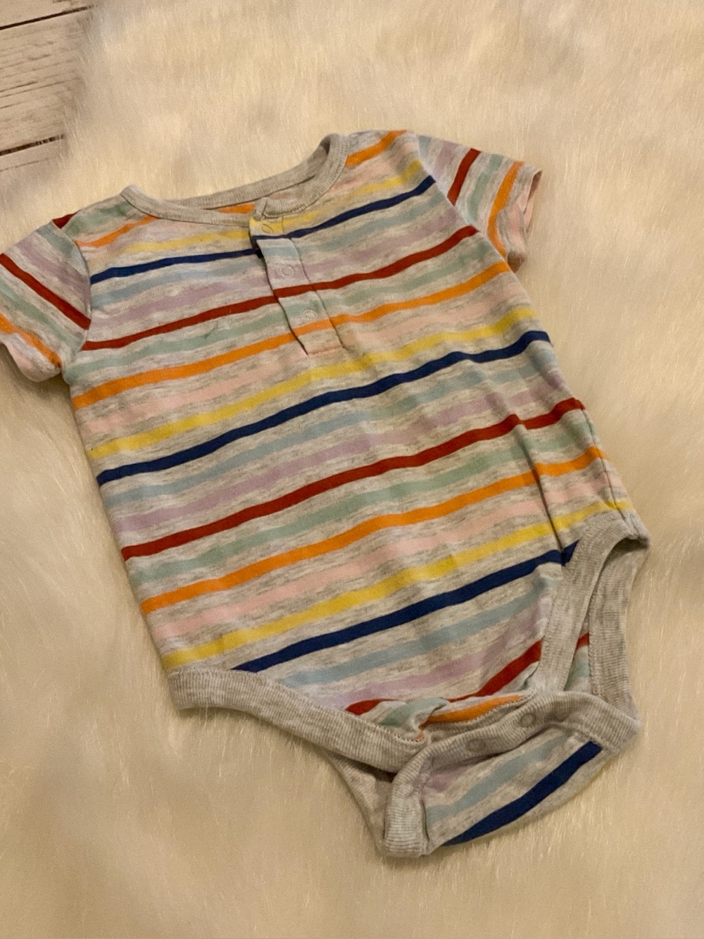 6 - 12 Month Rainbow Striped Bodysuit Onesie